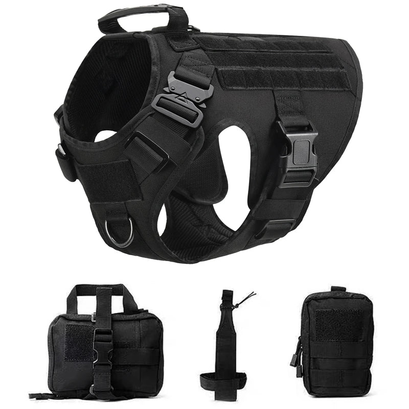 Giubba tattica militare per cani – Set imbracatura e guinzaglio