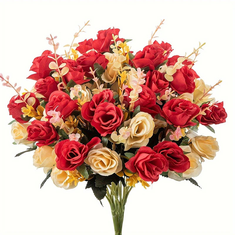 Mazzo Rose Artificiali Finte con Steli - Decorazione Casa Matrimonio Natale