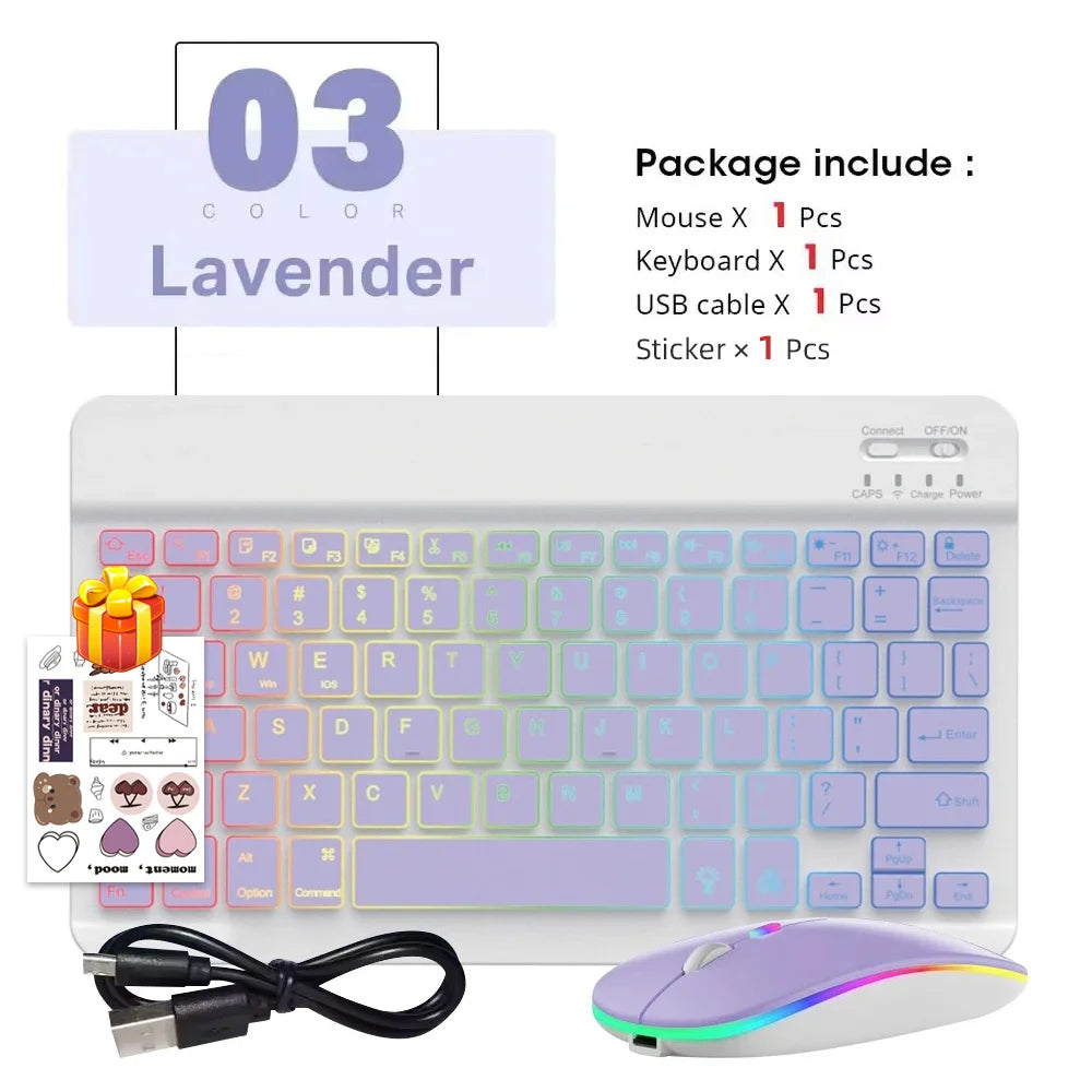 Tastiera Bluetooth retroilluminata con mouse – Compatibile iOS, Android, Windows