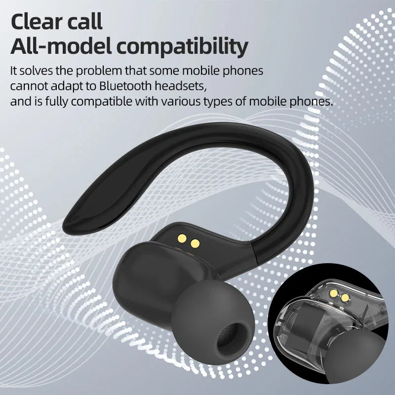 Auricolari sportivi wireless con gancio auricolare, Bluetooth 5.3, impermeabili