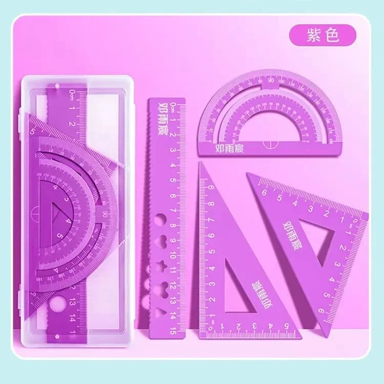 4-in-1 Aluminum Alloy Multifunctional Ruler Set, Triangle & Protractor Combo, Drawing Math Stationery for Students