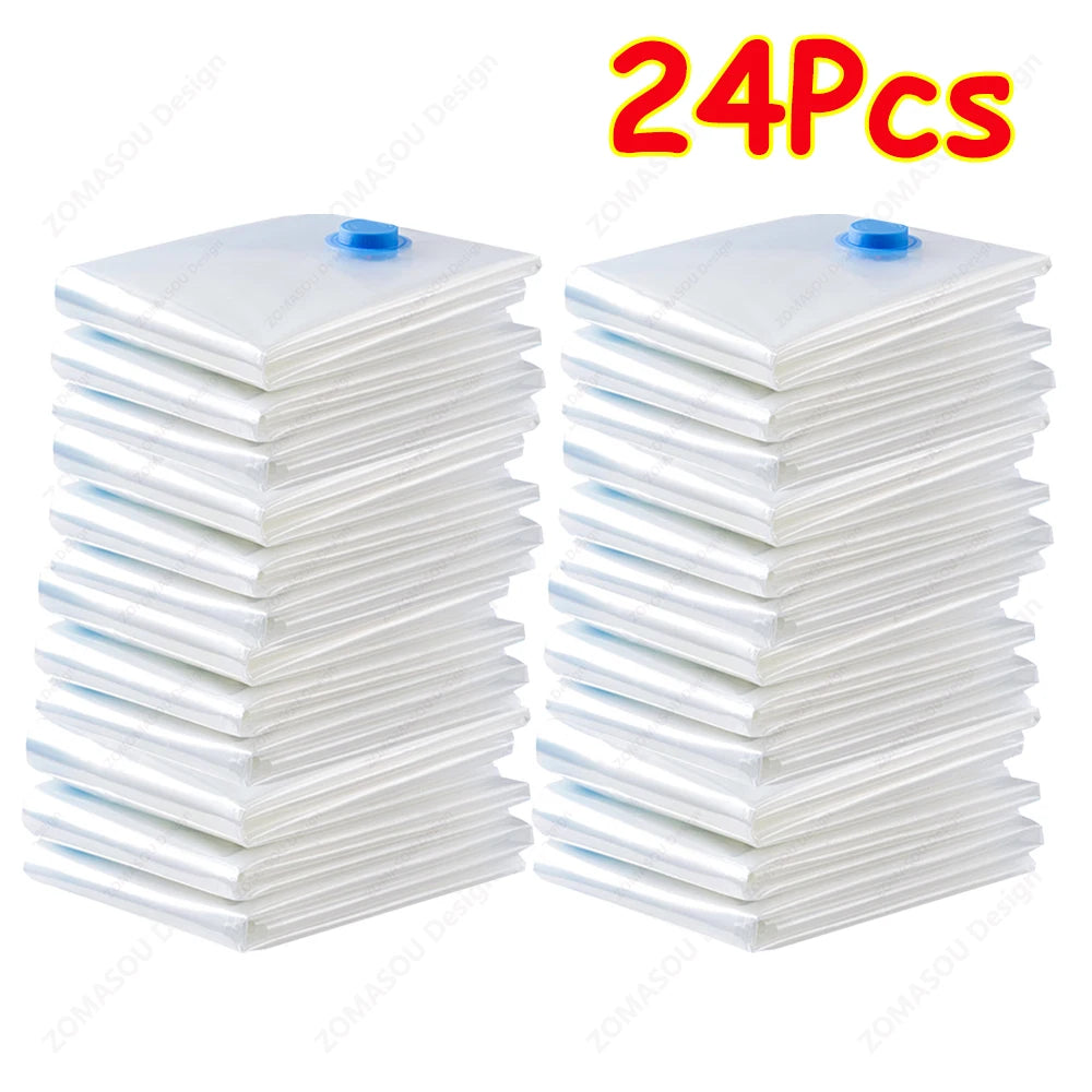 vacuum storage bags with hand pump – clear folding, space‑saving for clothes & travel