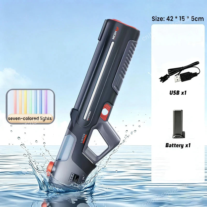 New Pulse Colorful Flashing Electric Continuous Water Gun Toy Automatic Water Suction Large Capacity Adult Water Toy Gift