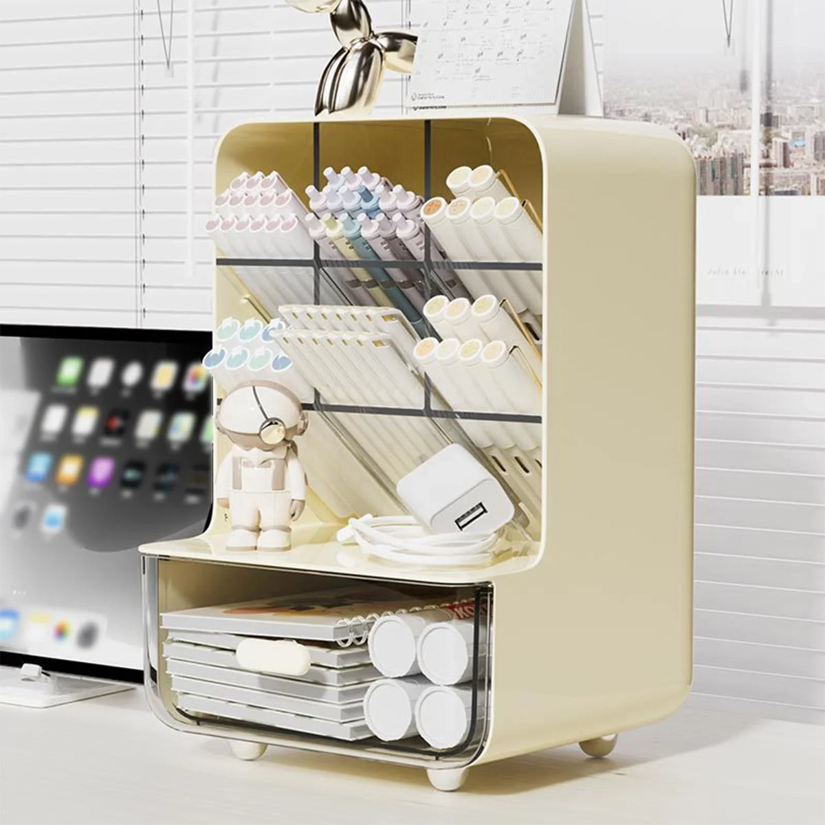 Clear Desk Organizer Pen Holder Multi-layer Pencil Storage Box Office Stationery Supplies Organizer Home School Desk Accessories