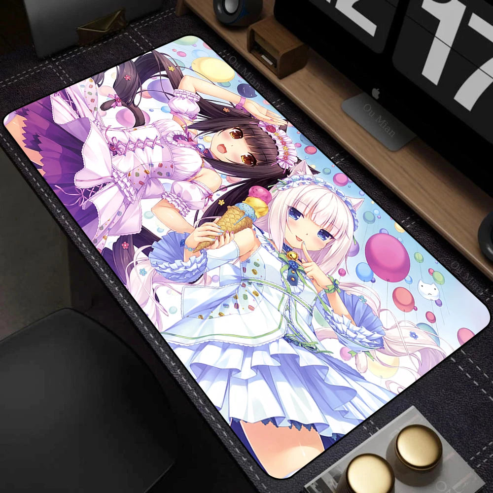 XXL Home HD Computer Desk Mats Mouse Pad Nekopara Mousepad Carpet Gamer Office Laptop Soft Mouse Mat Desktop Mouse Mats 90x40cm