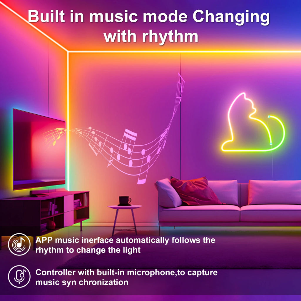 Striscia LED RGBIC 5V impermeabile con telecomando Bluetooth – 1‑10 m