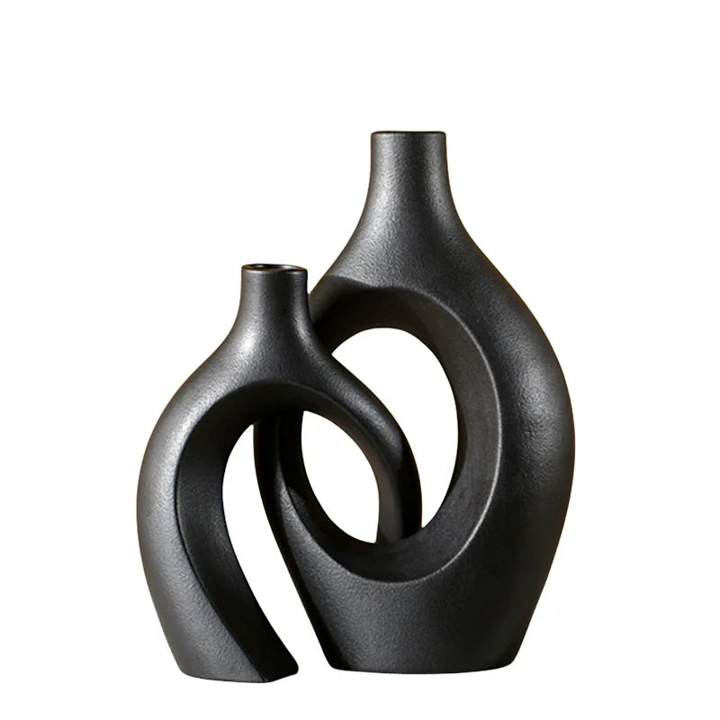 Vase décoratif en céramique blanche mate 21-28 cm – Design nordique moderne