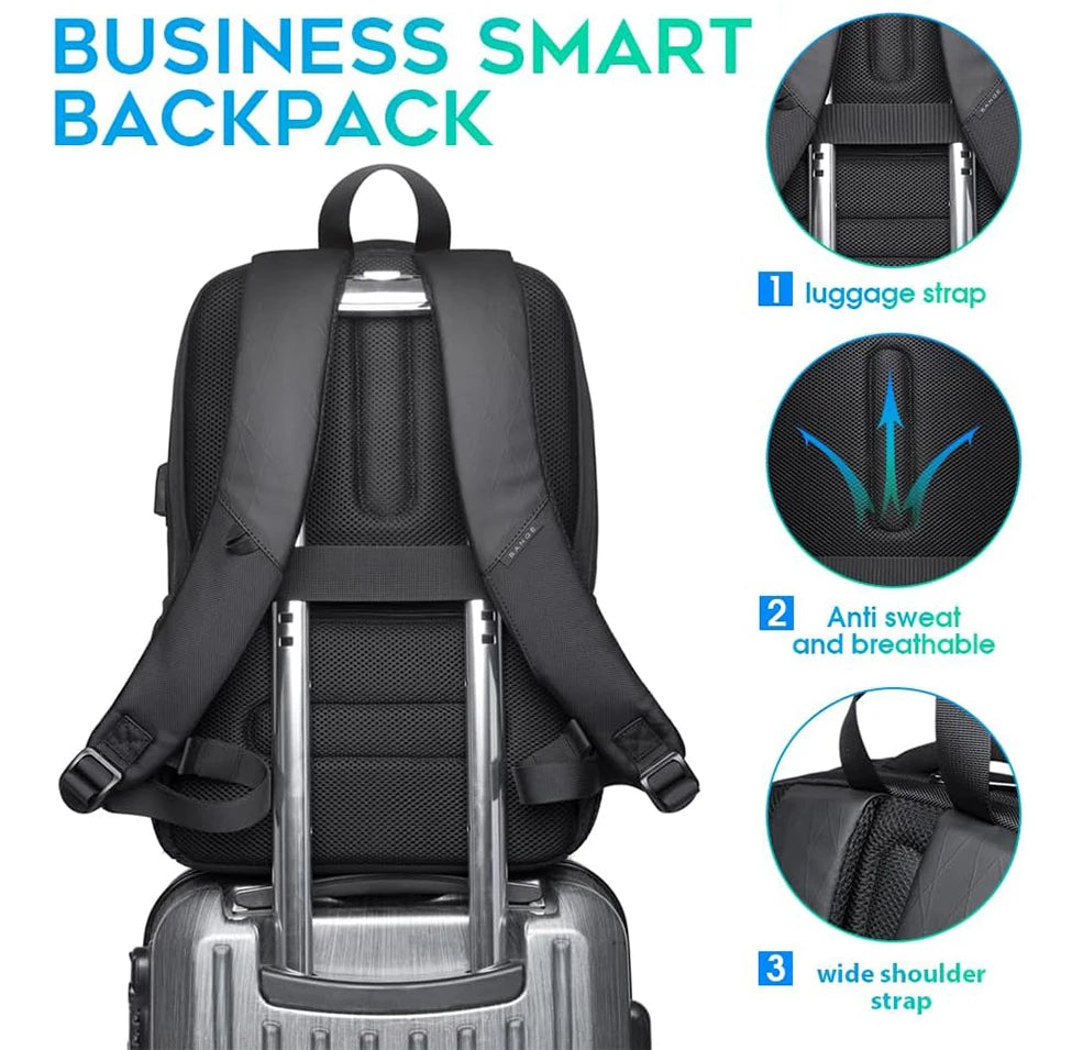 Sac à dos imperméable 15,6" avec port USB et poches pour ordinateur portable – Léger et polyvalent