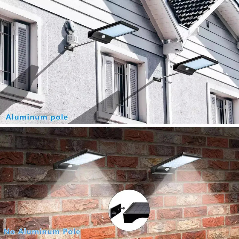 Lampada solare a LED 48x, sensore PIR, dimmerabile, con supporto e telecomando