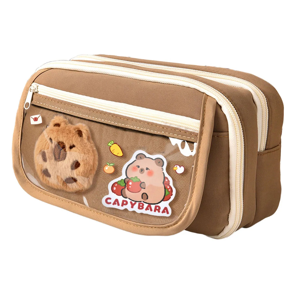 New Capybara Large Capacity Pencil Case Flip Cover Stationery Set Pencil Bag Simple Storage Bag Student School Office Supplies