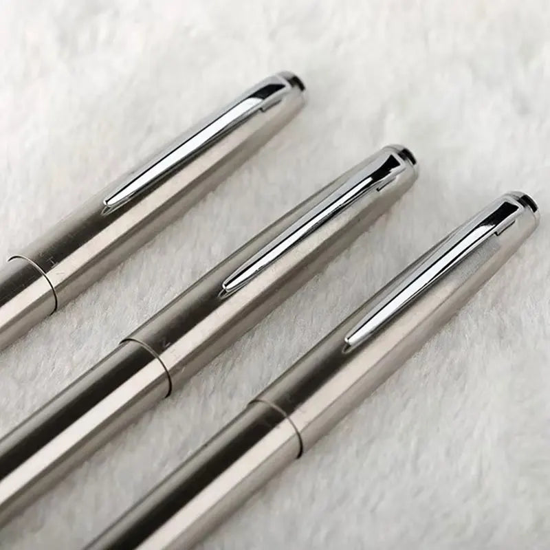 Jinhao 911 Pure Silver Steel Fountain Pen with 0.38mm Extra Fine Nib Smooth Writing Inking Pens for Christmas Gift Free Shipping