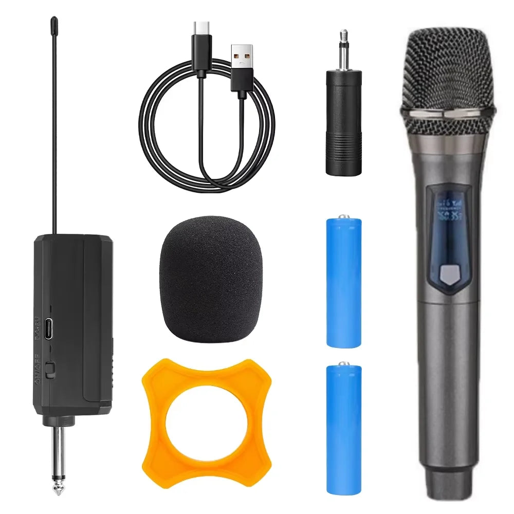 Microfono wireless UHF a 2 canali per karaoke, canto e presentazioni