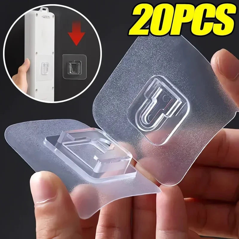 Ganci adesivi doppia faccia trasparenti per parete – supporti per cucina e bagno