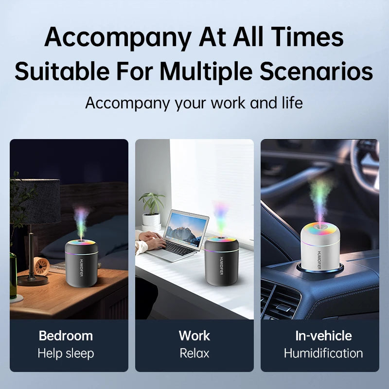 Mini Umidificatore USB da 180 ml con Diffusore di Aromi per Auto, Casa e Camera