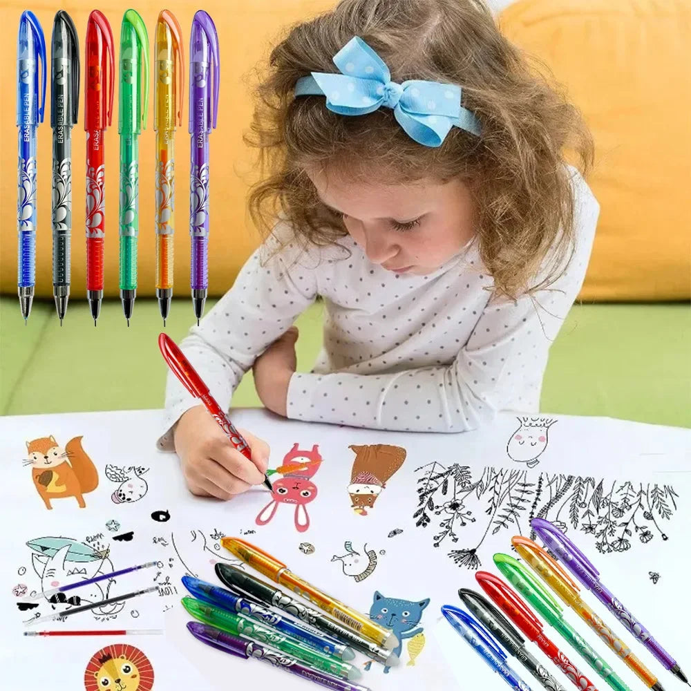Set da 16 penne gel cancellabili 0,5 mm – 6 colori per scuola e ufficio
