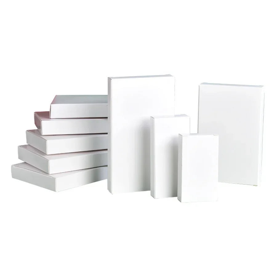 50PCS Spot White Blank Flat Box Carton Folding Universal Cardboard Gift Box Square In Store
