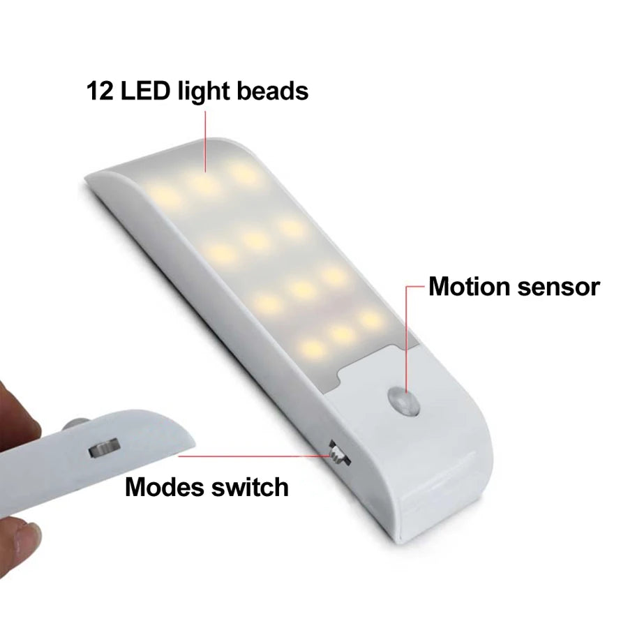 Lampada notturna 12 LED con sensore di movimento ricaricabile USB, alta…