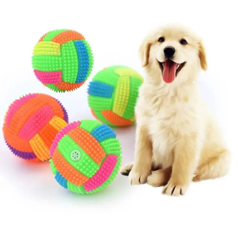 Palla luminosa e sonora per cani e gatti – Elastica, masticabile e colorata