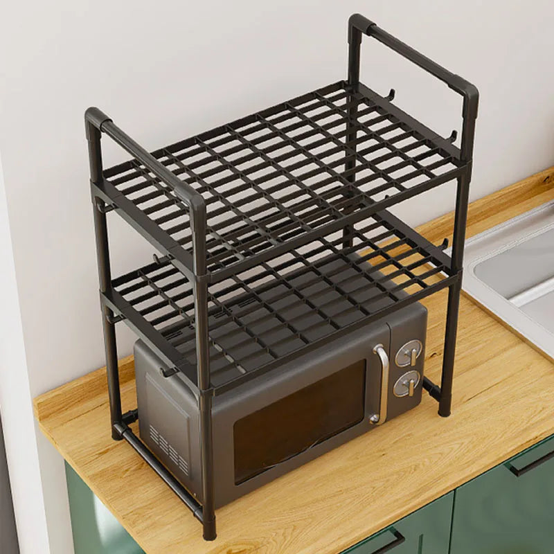 Scaffale regolabile per cucina con ganci ripiano rinforzato per microonde e…