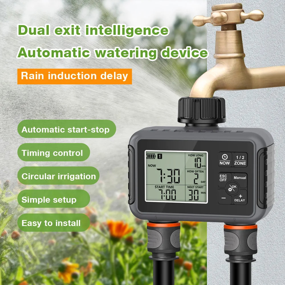 1/2/3-Outlets Automatic Water Timer Smart Irrigation Watering System Sprinkle Faucet Hose Programmer Timer for Garden Outdoor