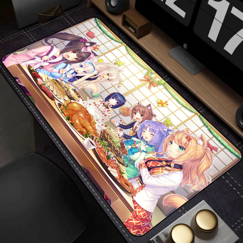 XXL Home HD Computer Desk Mats Mouse Pad Nekopara Mousepad Carpet Gamer Office Laptop Soft Mouse Mat Desktop Mouse Mats 90x40cm