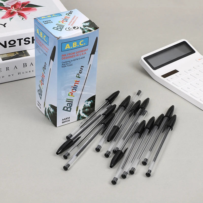 Penna a sfera 1.0 mm, set 50/100 pezzi, blu rosso nero – per scuola e ufficio