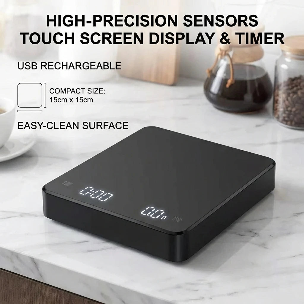 Bilancia da cucina digitale LED con timer USB, 3 kg, precisione 0,1 g