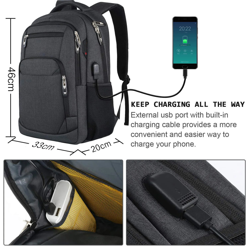 Sac à dos homme voyage grande capacité imperméable compartiments ordinateur portable