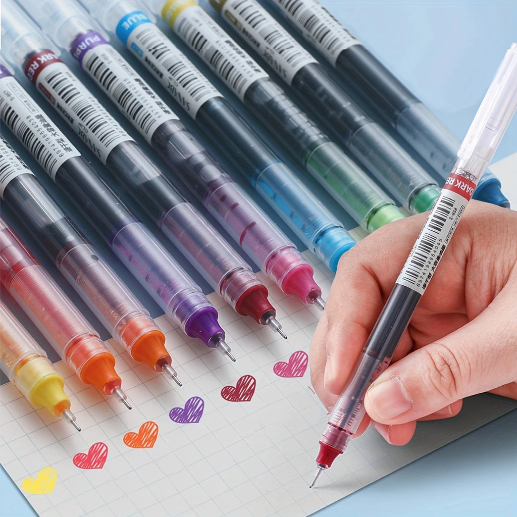 Penna rollerball a inchiostro liquido, asciugatura rapida, 12 colori, grande…