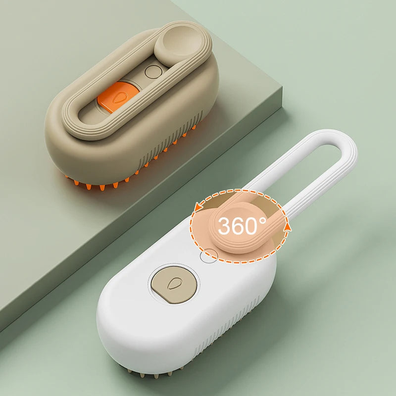Steamy Brush Electric Spray Cat Hair Brush 3in1 Pet Hair Removal Tool 360° Rotating Handle Silicone Multifunctional Massage Comb