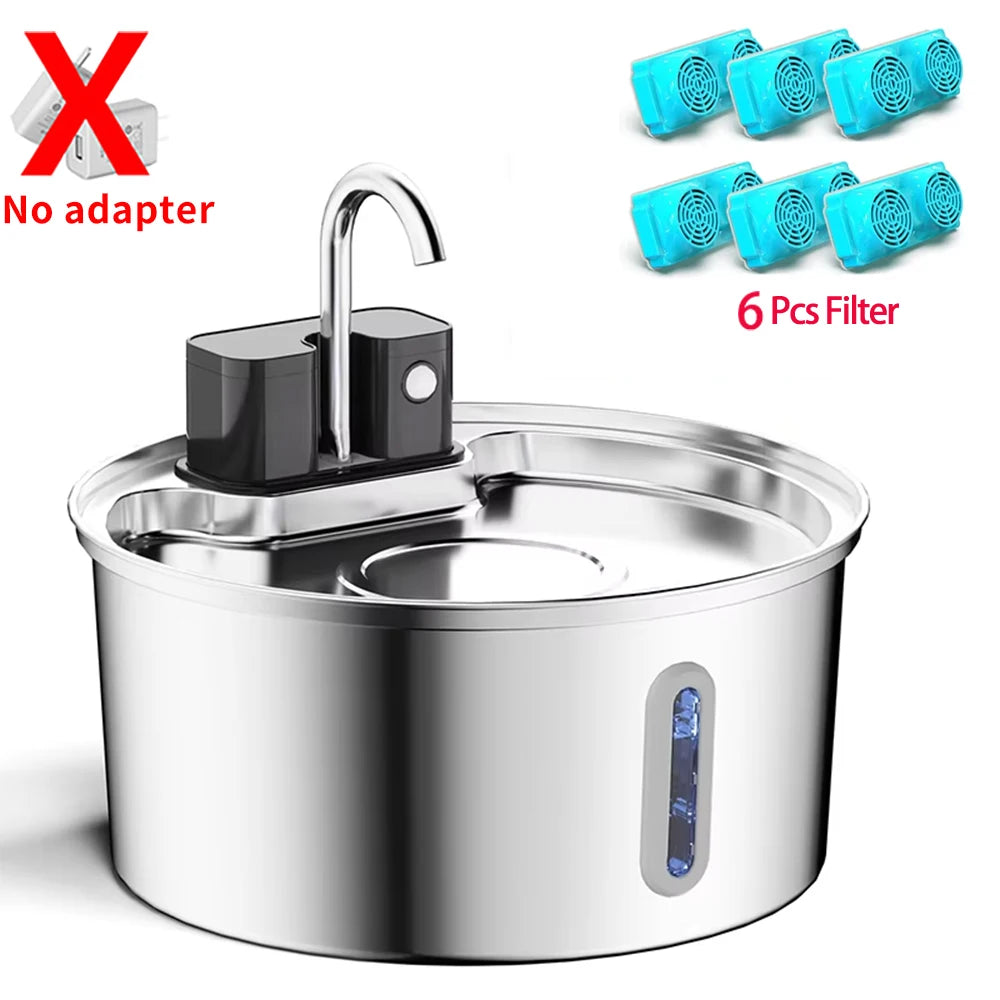 Fontanella per Gatti in Acciaio Inox 3,2 L con Batteria 4000 mAh e Filtrazione