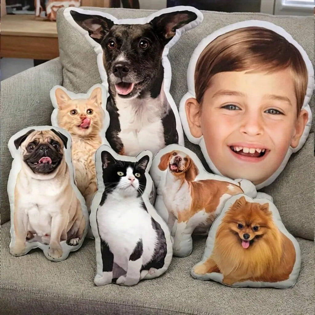 Cuscino 3D Personalizzato per Animali – Forma a Gatto o Cane, Ricordo in Peluche