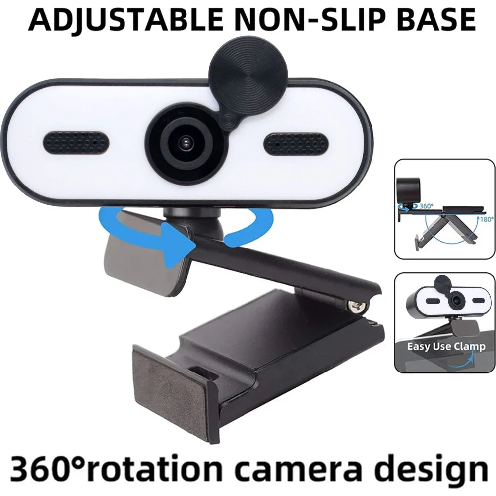 Webcam HD 4K 1080p con autofocus, microfono anti rumore e copertura privacy