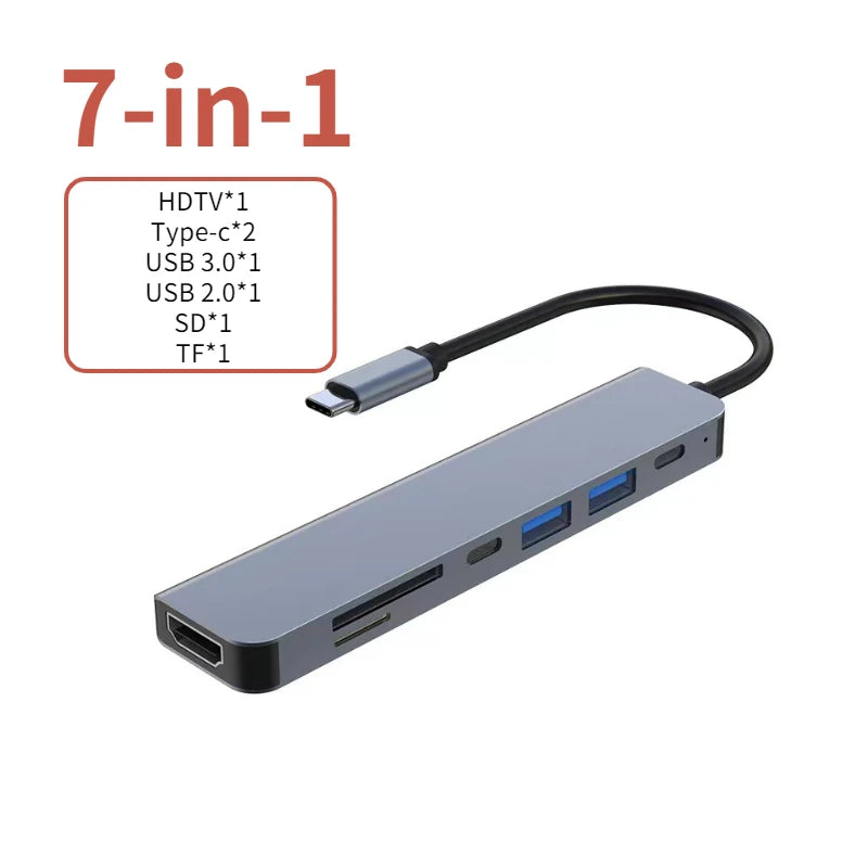 USB C Hub to 4K HDMI-Compatible USB 3.0 2.0 Type C PD Charging Dock for MacBook iPad Samsung S10 Dex TV Mouse Keyboard U Disk