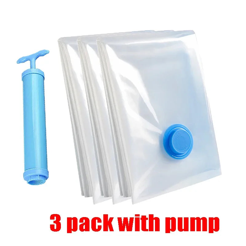 Vacuum Bag for Clothes, Air Vacuum Bag with Pump, Travel Essentials, Space Saver Bags for Comforters Blankets Storage Organizer