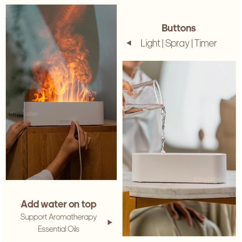 Diffusore Aromaterapico a Flamme Realistiche 150 ml USB – Umidificatore con Luci