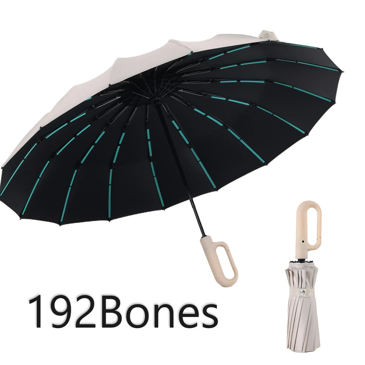 Ombrello pieghevole antivento 16K automatico con 192 stecche – Parasole unisex