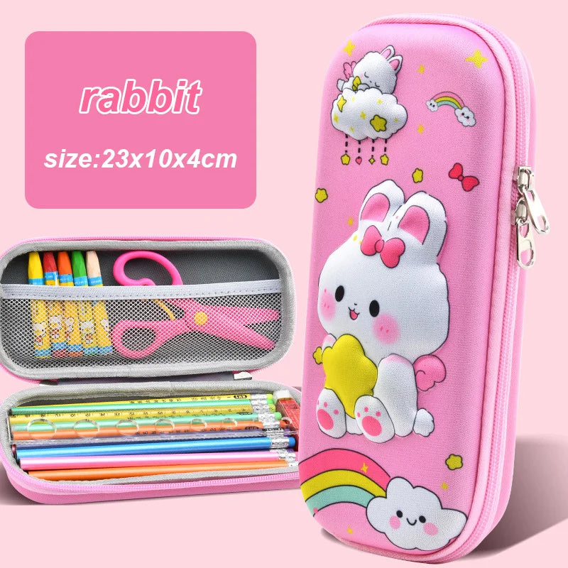 Astuccio 3D Kawaii in EVA, grande capacità, impermeabile, leggero per scuola