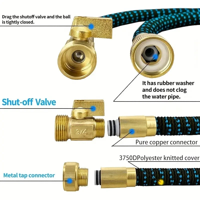 Tubo Giardino Espandibile 3/4" con Connettore e Spruzzatore – No NodI, Anti-UV