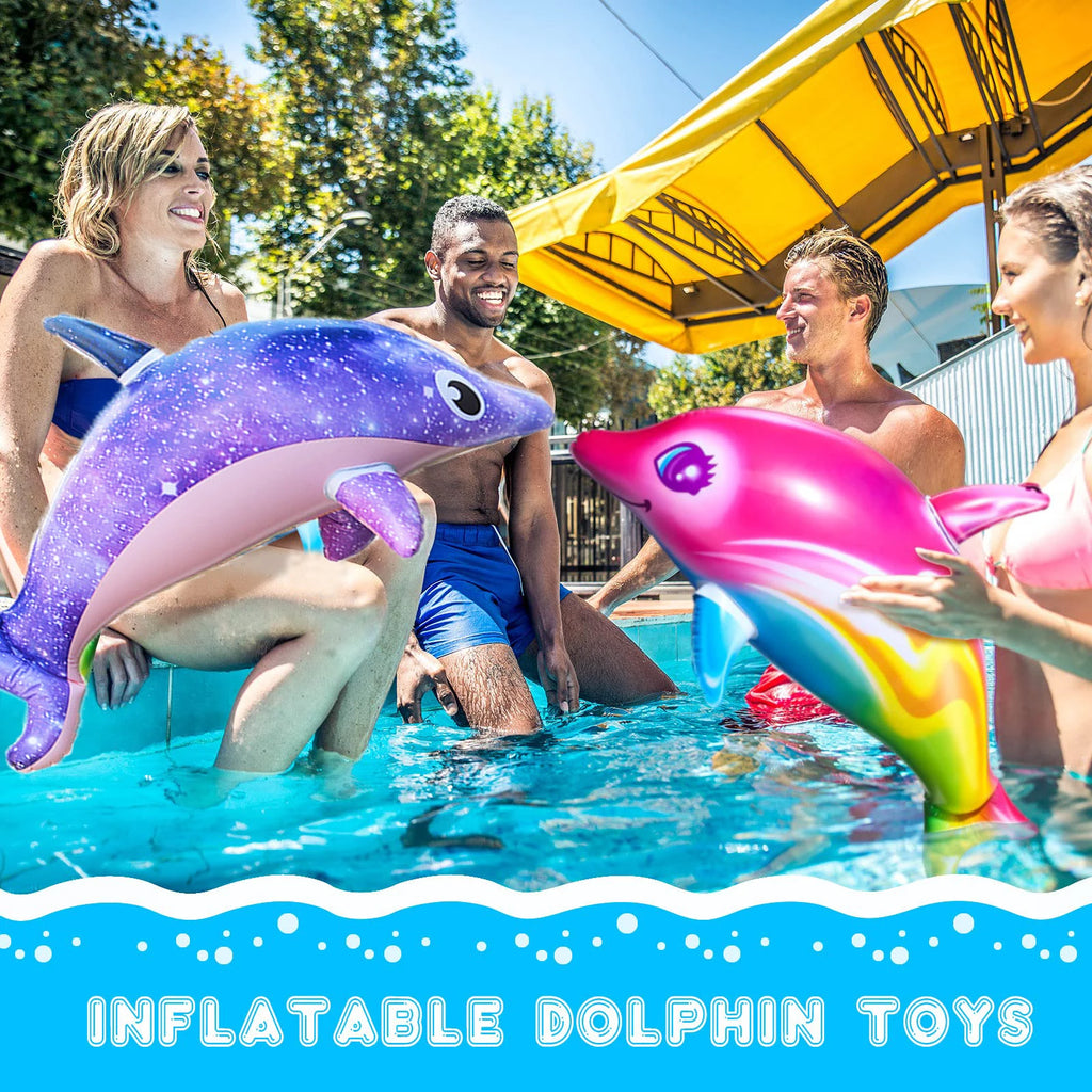Delfino gonfiabile arcobaleno per feste a tema marino – decorazione piscina