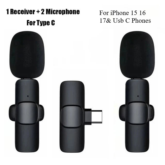 Wireless Lavalier Microphone For iPhone 15/16/17 Series Android Devices Noise Cancelling Mini Lapel Microphone for Vlogging Mic