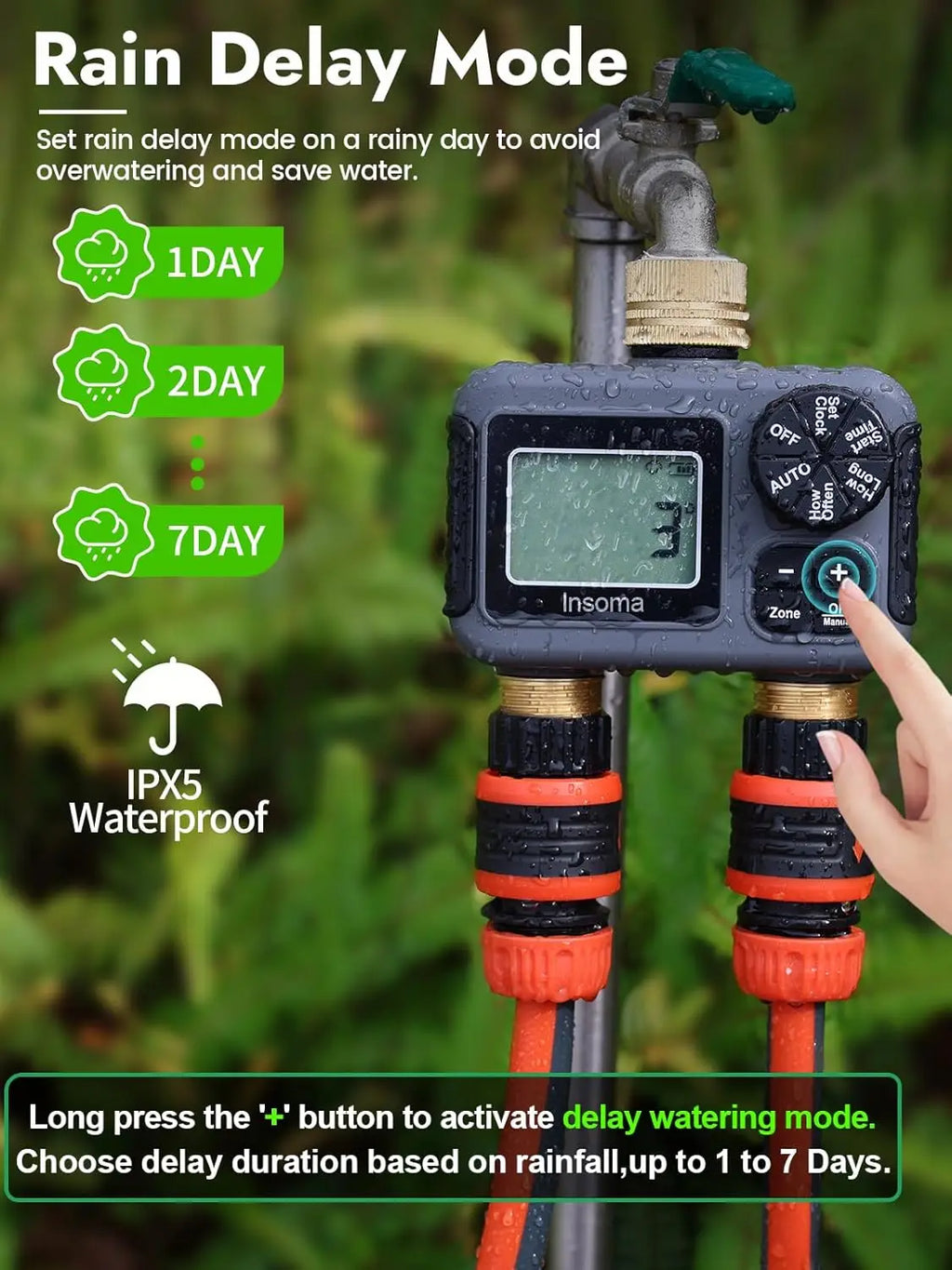 Timer irrigazione smart a doppia uscita per giardino – zone indipendenti