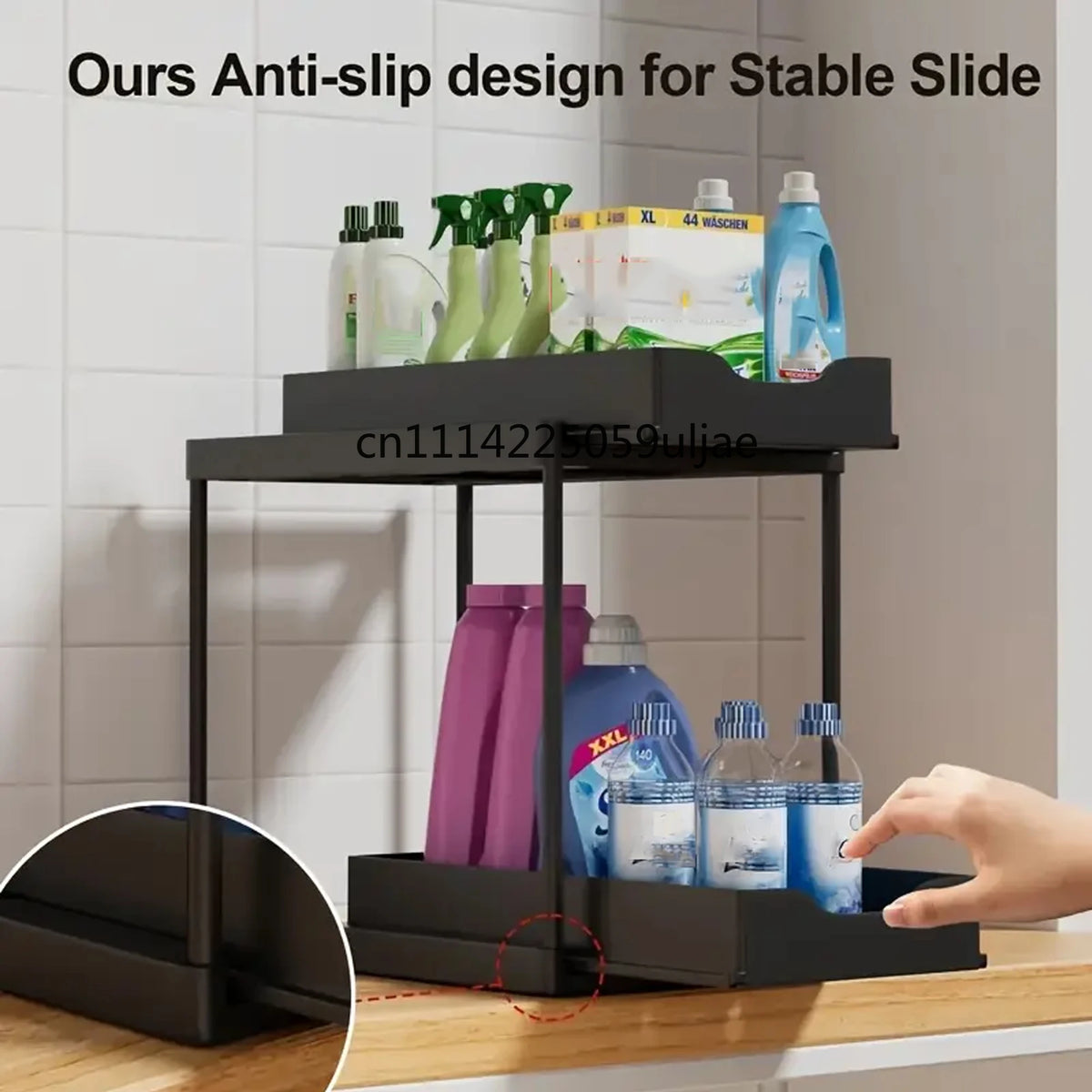Scaffale estraibile a doppio strato per cucina – organizer multiuso per lavello