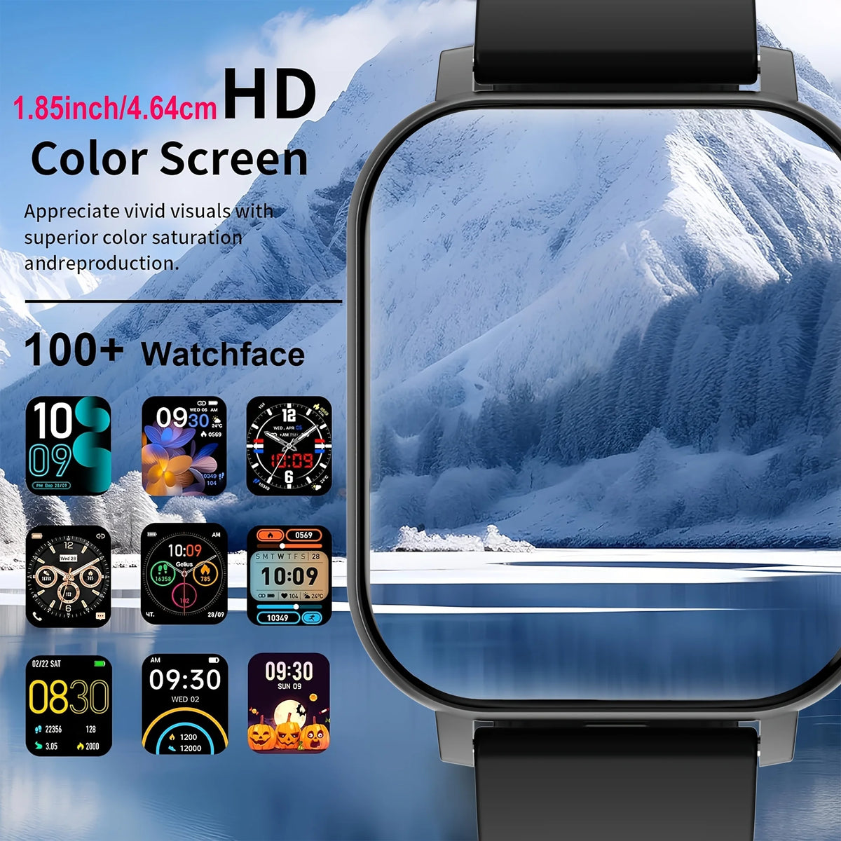Smartwatch sportivo full‑screen 1.8" con chiamata wireless e monitor del sonno