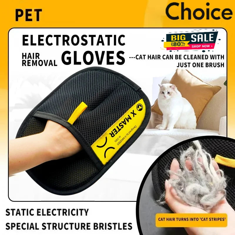 Guanto 2 in 1 per rimozione peli animali - Elettrostatico, lavabile, con rullo