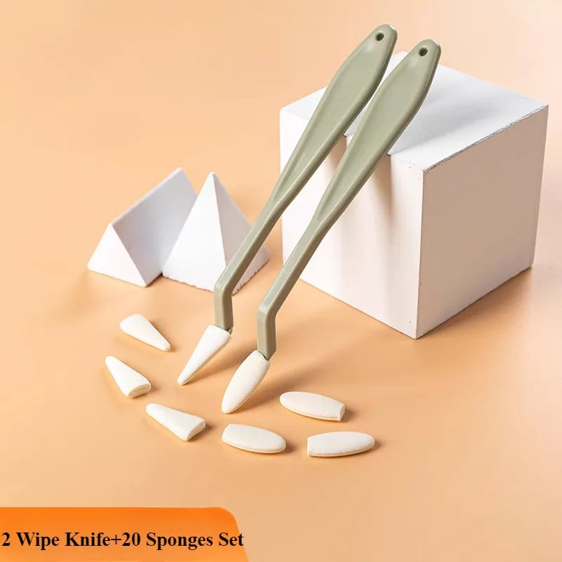Set 2 spatole per schizzi + 20 pennelli lavabili e penna cancellatrice