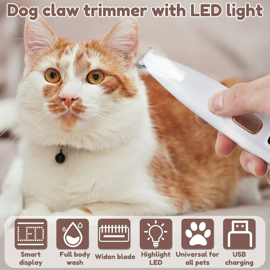Tagliacapelli per zampe canine con luce LED, lama inox 18 mm, impermeabile e…
