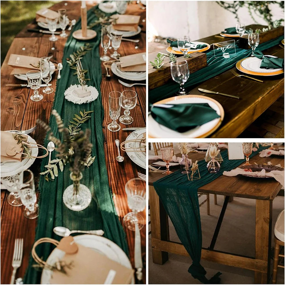 Light Blue Cheesecloth Table Runner Gauze Rustic Sheer Cheese Cloth Table Runner Wedding Baby Shower Birthday Party Decoration