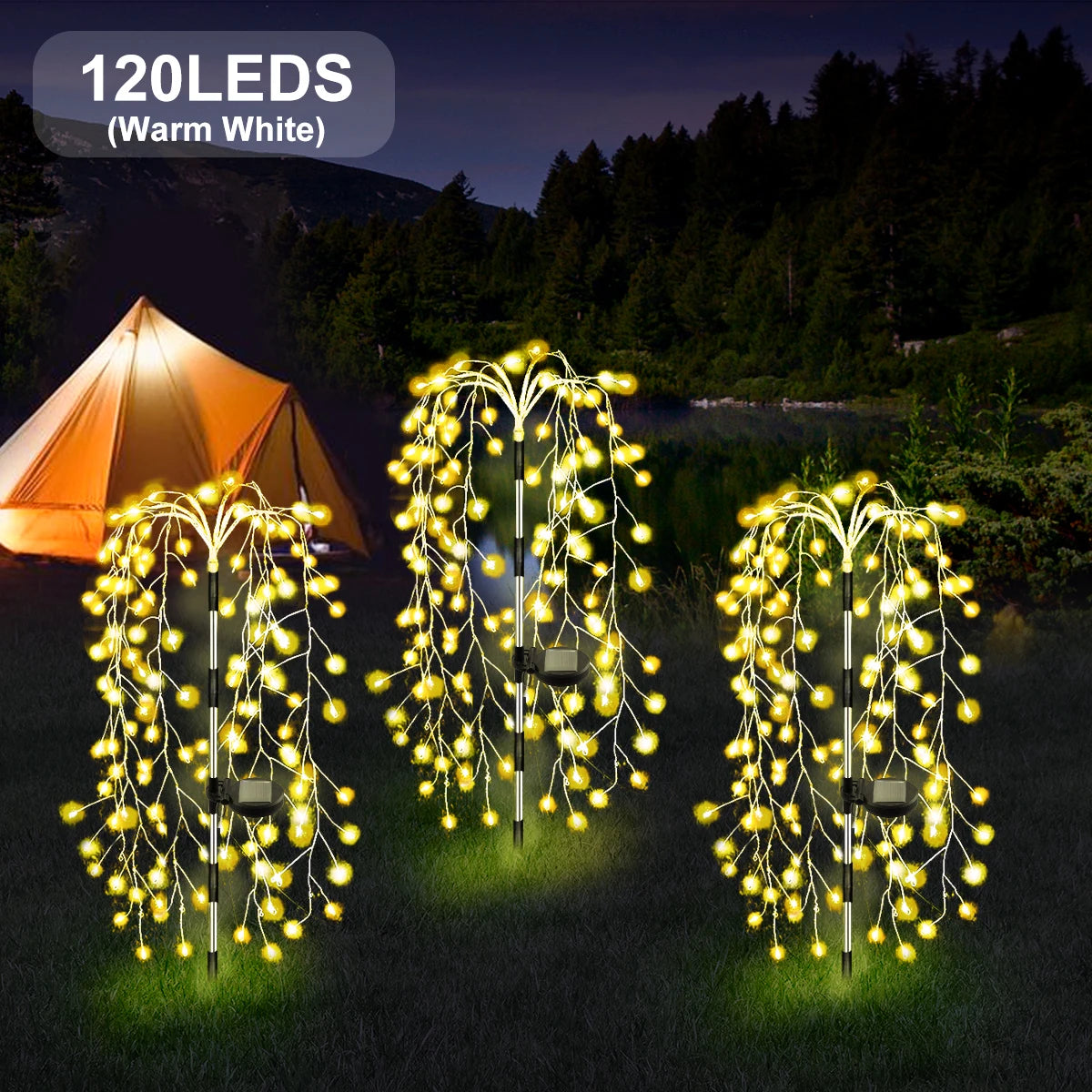 Luci LED solari 200/120 per esterno, decorazione fuochi d'artificio impermeabile