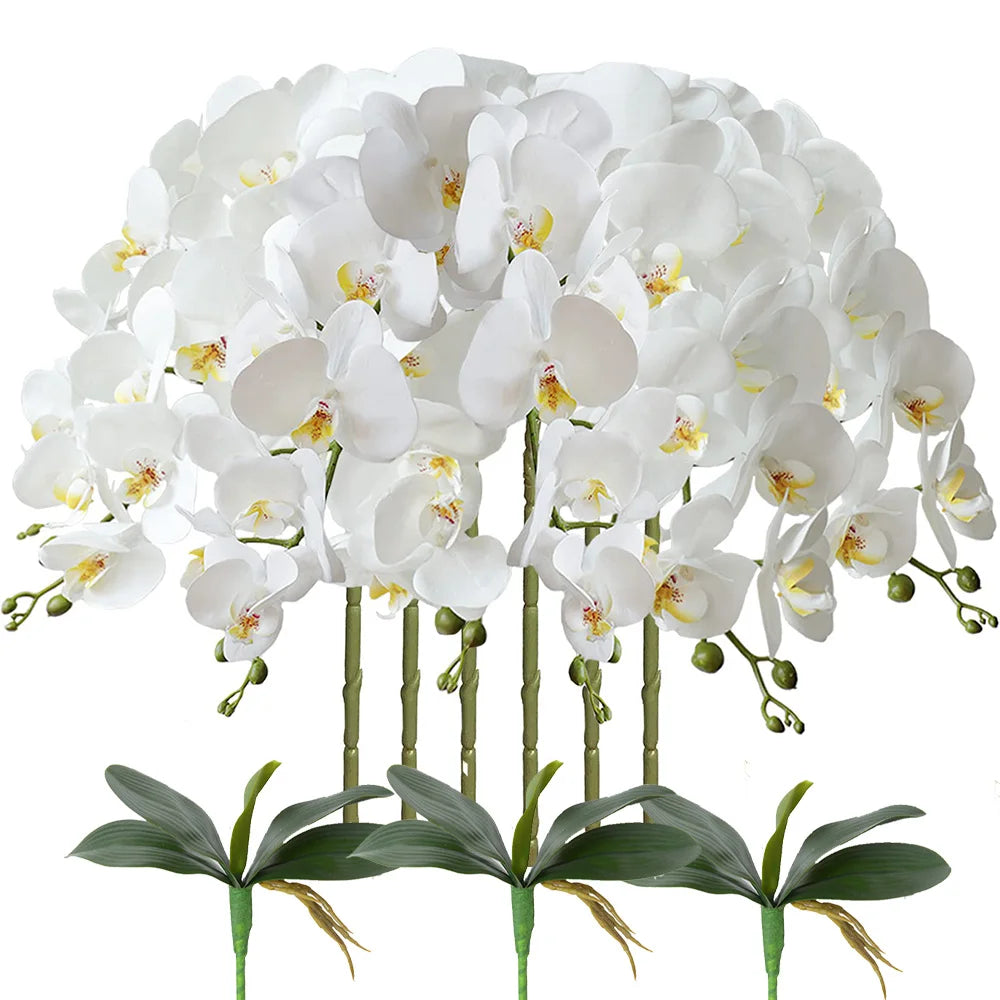 2/6PCS Artificial Flowers Orchid Set Real Touch 69cm Tall 9Heads Fake Phalaenopsis Flower Vase Fillers Home Wedding Indoor Decor